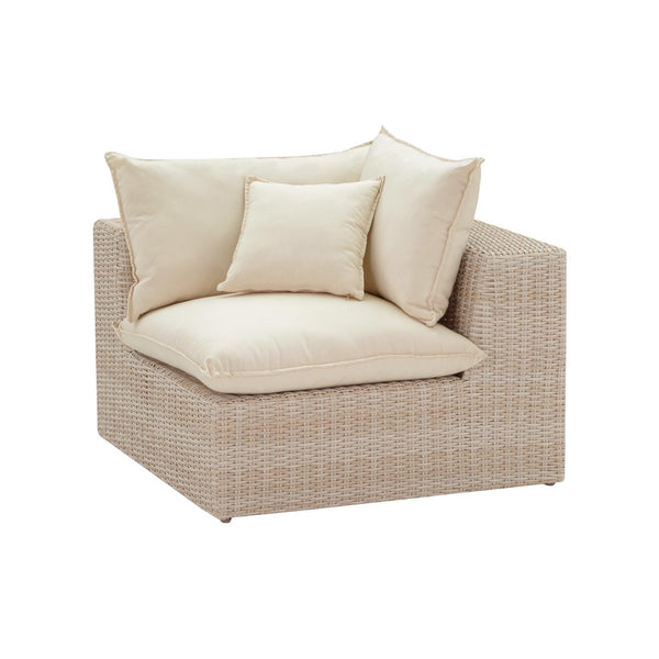 TOV Furniture Cali Natural Wicker Outdoor Corner Chair - Stylish, Weather-Resistant Comfort for Your Patio Retreat! REN-O11163-C