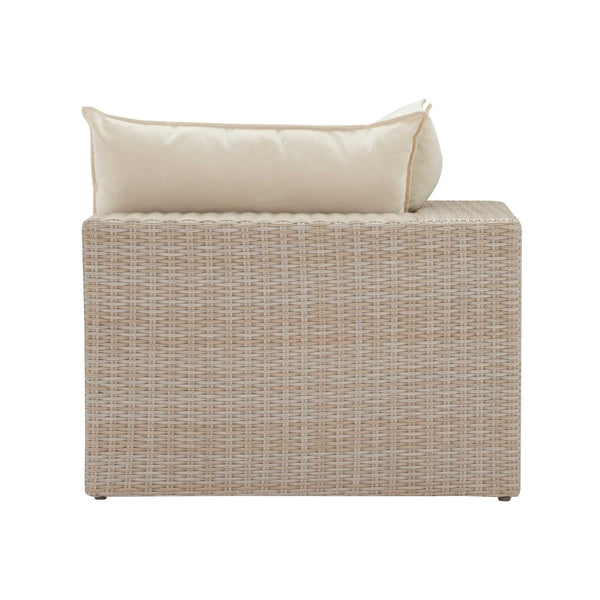 TOV Furniture Cali Natural Wicker Outdoor Corner Chair - Stylish, Weather-Resistant Comfort for Your Patio Retreat! REN-O11163-C