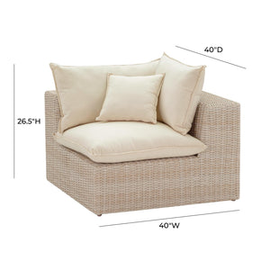 TOV Furniture Cali Natural Wicker Outdoor Corner Chair - Stylish, Weather-Resistant Comfort for Your Patio Retreat! REN-O11163-C