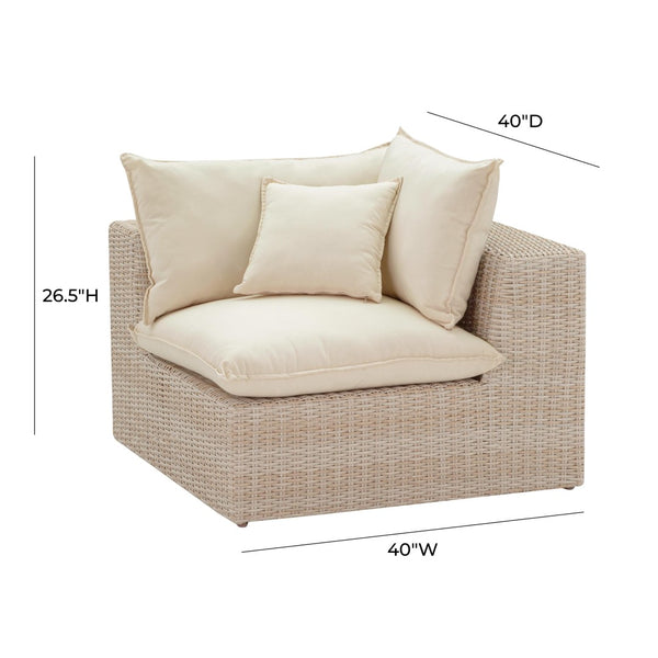 TOV Furniture Cali Natural Wicker Outdoor Corner Chair - Stylish, Weather-Resistant Comfort for Your Patio Retreat! REN-O11163-C