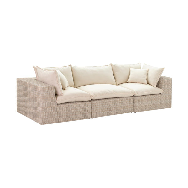 TOV Furniture Cali 120" Modular Outdoor Sofa Set - Weather-Resistant Faux Wicker with Cushions & Throw Pillows REN-O11163