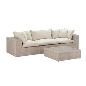TOV Furniture Cali 120" Modular Outdoor Sofa Set - Weather-Resistant Faux Wicker with Cushions & Throw Pillows REN-O11163
