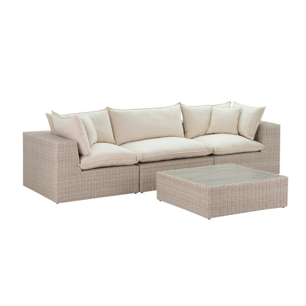 TOV Furniture Cali 120" Modular Outdoor Sofa Set - Weather-Resistant Faux Wicker with Cushions & Throw Pillows REN-O11163