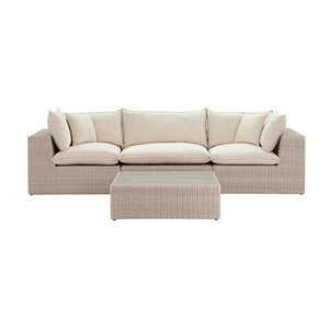 TOV Furniture Cali 120" Modular Outdoor Sofa Set - Weather-Resistant Faux Wicker with Cushions & Throw Pillows REN-O11163