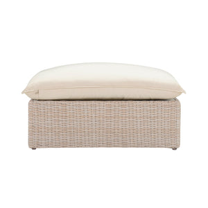TOV Furniture Cali 39" Versatile Outdoor Ottoman & Coffee Table - Stylish Faux Wicker with Cream Cushioning REN-O11164
