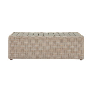 TOV Furniture Cali 39" Versatile Outdoor Ottoman & Coffee Table - Stylish Faux Wicker with Cream Cushioning REN-O11164