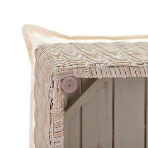 TOV Furniture Cali 39" Versatile Outdoor Ottoman & Coffee Table - Stylish Faux Wicker with Cream Cushioning REN-O11164