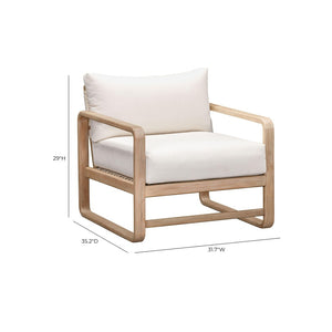 TOV Furniture Palata Cream Outdoor Accent Chair - Stylish, Durable Eucalyptus Frame with Plush Cushions for Comfort REN-O113311