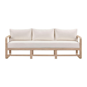 TOV Furniture Palata 84" Cream Outdoor Sofa - Stylish Teak-Finished Eucalyptus Frame with Plush Cushions for Relaxation REN-O113313