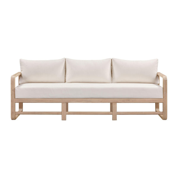 TOV Furniture Palata 84" Cream Outdoor Sofa - Stylish Teak-Finished Eucalyptus Frame with Plush Cushions for Relaxation REN-O113313