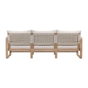 TOV Furniture Palata 84" Cream Outdoor Sofa - Stylish Teak-Finished Eucalyptus Frame with Plush Cushions for Relaxation REN-O113313