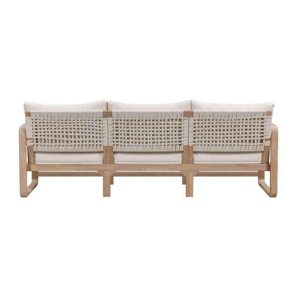 TOV Furniture Palata 84" Cream Outdoor Sofa - Stylish Teak-Finished Eucalyptus Frame with Plush Cushions for Relaxation REN-O113313