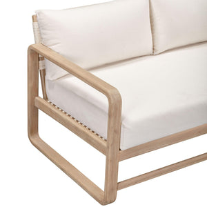 TOV Furniture Palata 84" Cream Outdoor Sofa - Stylish Teak-Finished Eucalyptus Frame with Plush Cushions for Relaxation REN-O113313