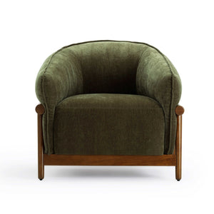 TOV Furniture Piedmont Upcycled Chenille Accent Chair – Sustainable Comfort with Stylish Ash Wood Frame Design Green REN-S1501