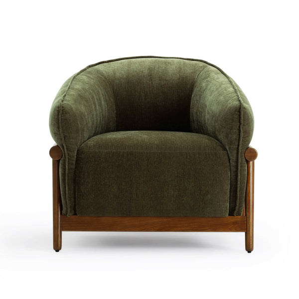 TOV Furniture Piedmont Upcycled Chenille Accent Chair – Sustainable Comfort with Stylish Ash Wood Frame Design Green REN-S1501