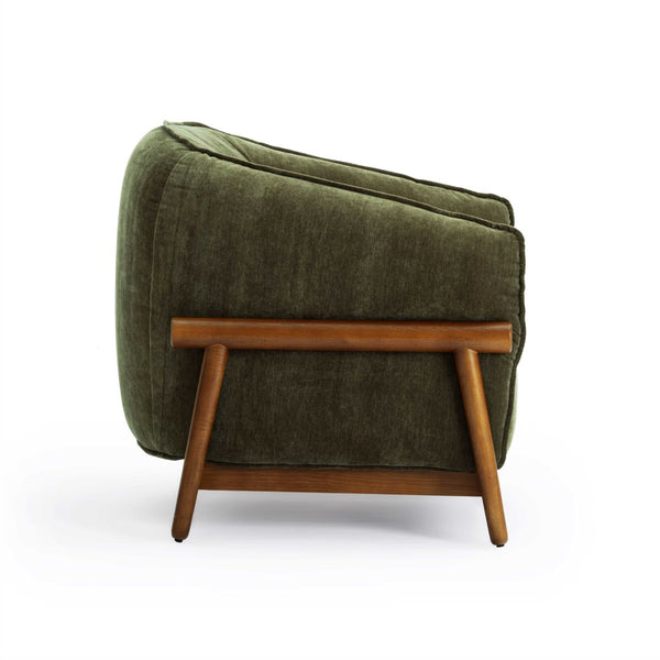 TOV Furniture Piedmont Upcycled Chenille Accent Chair – Sustainable Comfort with Stylish Ash Wood Frame Design Green REN-S1501