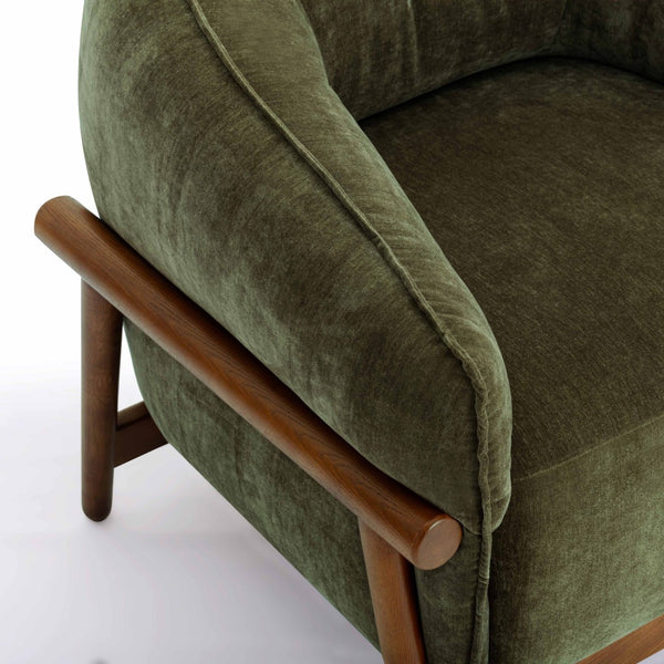 TOV Furniture Piedmont Upcycled Chenille Accent Chair – Sustainable Comfort with Stylish Ash Wood Frame Design Green REN-S1501