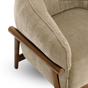 TOV Furniture Piedmont Upcycled Chenille Accent Chair – Sustainable Comfort with Stylish Ash Wood Frame Design Taupe REN-S1521