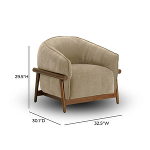 TOV Furniture Piedmont Upcycled Chenille Accent Chair – Sustainable Comfort with Stylish Ash Wood Frame Design Taupe REN-S1521