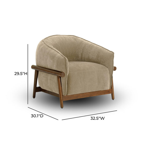 TOV Furniture Piedmont Upcycled Chenille Accent Chair – Sustainable Comfort with Stylish Ash Wood Frame Design Taupe REN-S1521