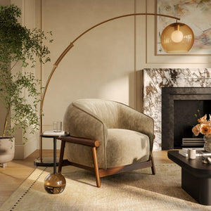 TOV Furniture Piedmont Upcycled Chenille Accent Chair – Sustainable Comfort with Stylish Ash Wood Frame Design Taupe REN-S1521