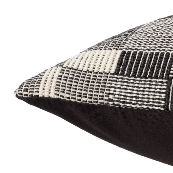 Jaipur Living Jaipur Living Wren Checkered Throw Pillow Reversible Black Cream Plush Square Accent Down PLW103994