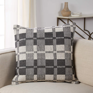 Jaipur Living Jaipur Living Wren Checkered Throw Pillow Reversible Black Cream Plush Square Accent Down PLW103994