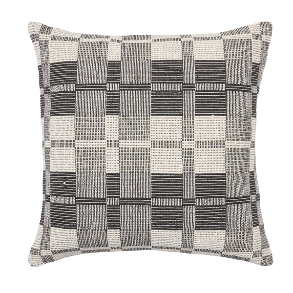 Jaipur Living Jaipur Living Wren Checkered Throw Pillow Reversible Black Cream Plush Square Accent Down PLW103994
