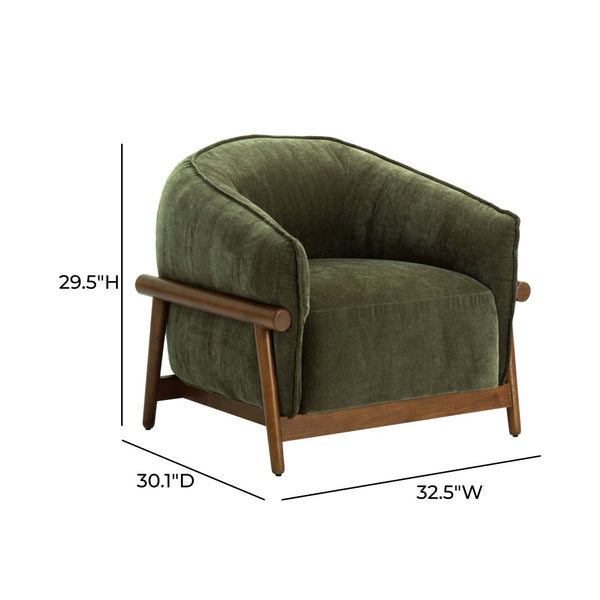 TOV Furniture Piedmont Upcycled Chenille Accent Chair – Sustainable Comfort with Stylish Ash Wood Frame Design Green REN-S1501