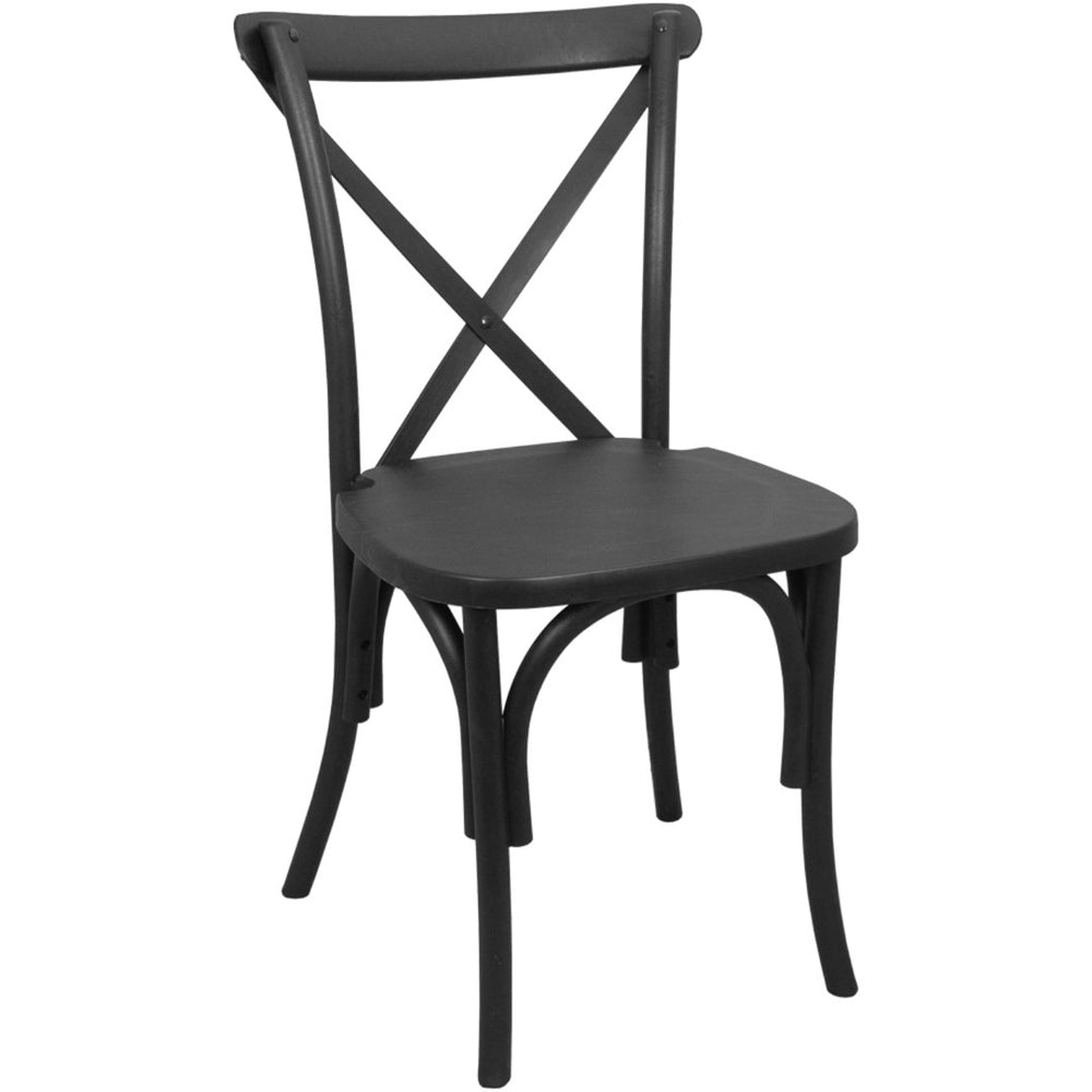 English Elm 2-pack Elegant Black Resin X-Back Chairs for Weddings, Events, and Everyday Use - Fully Assembled! RESXB-BLACK-2