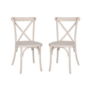 English Elm 2-pack Elegant White Resin X-Back Chairs for Weddings, Events, & Dining – Durable, Stackable Design RESXB-WHITE-2