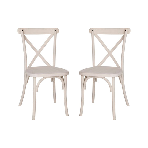 English Elm 2-pack Elegant White Resin X-Back Chairs for Weddings, Events, & Dining – Durable, Stackable Design RESXB-WHITE-2