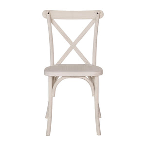 English Elm 2-pack Elegant White Resin X-Back Chairs for Weddings, Events, & Dining – Durable, Stackable Design RESXB-WHITE-2