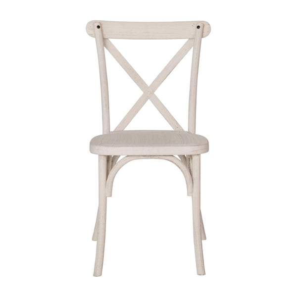 English Elm 2-pack Elegant White Resin X-Back Chairs for Weddings, Events, & Dining – Durable, Stackable Design RESXB-WHITE-2