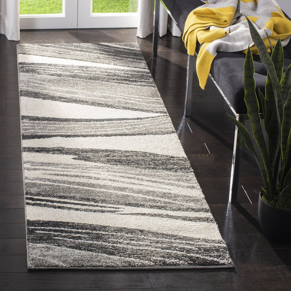 Safavieh Retro 2691-7912 Light Grey Ivory 8Ft Round Rug — Power-Loomed Turkey, Plush 3/4" Pile, Stain-Resistant Elegance RET2691-7912-8R
