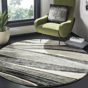 Safavieh Retro 2691-7912 Light Grey Ivory 8Ft Round Rug — Power-Loomed Turkey, Plush 3/4" Pile, Stain-Resistant Elegance RET2691-7912-8R