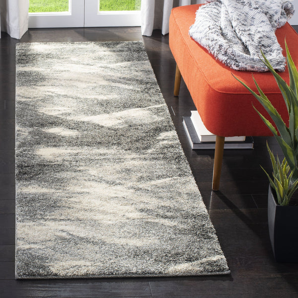 Safavieh Retro Contemporary Grey Ivory Square Rug — Low-Profile 3/4" Pile, Durable Polypropylene, Modern Accent 5'-3" x 5'-3" RET2891-8012-5SQ