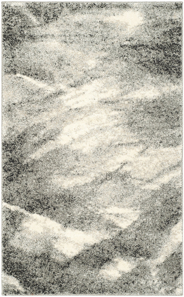 Safavieh Retro Contemporary Grey Ivory Square Rug — Low-Profile 3/4" Pile, Durable Polypropylene, Modern Accent 5'-3" x 5'-3" RET2891-8012-5SQ
