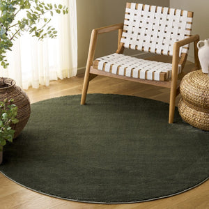 Safavieh Revive Solid Tonal Green Round Polyester Area Rug Low Pile Living Room Accent REV102Y-5R