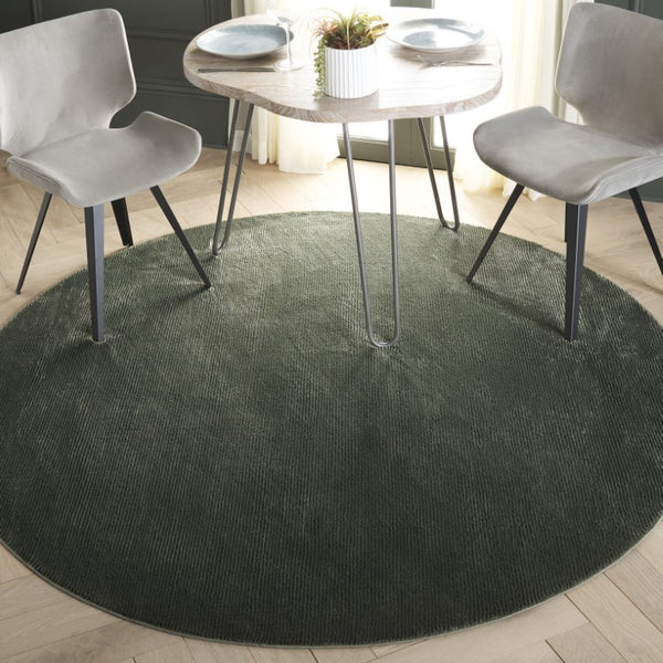 Safavieh Revive Solid Green Round Polyester Area Rug Power Loomed Soft Pile for Living Spaces REV102Y-8R