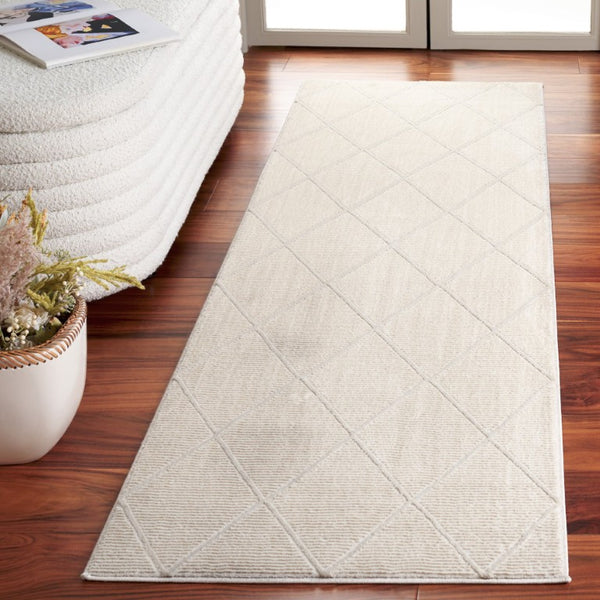 Safavieh Revive Geometric Turkish Runner Rug in Ivory Recycled Polyester for Hallways Off-White 2'-3" x 8'-0" REV104A-28