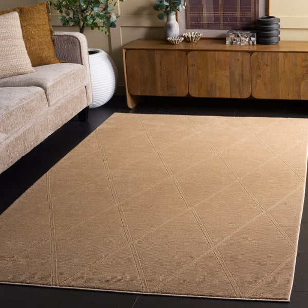 Safavieh Revive Solid Low Pile Area Rug in Recycled Polyester for Modern Living Spaces Tan REV104D-5