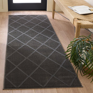 Safavieh Revive Geometric Turkish Runner Rug in Ivory Recycled Polyester for Hallways Black 2'-3" x 8'-0" REV104H-28
