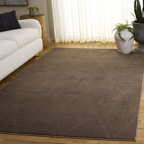 Safavieh Revive Solid Low Pile Area Rug in Recycled Polyester for Modern Living Spaces Brown REV104T-5