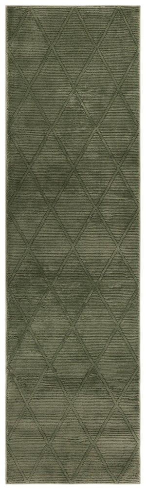 Safavieh Revive Geometric Turkish Runner Rug in Ivory Recycled Polyester for Hallways Green 2'-3" x 14'-0" REV104Y-214