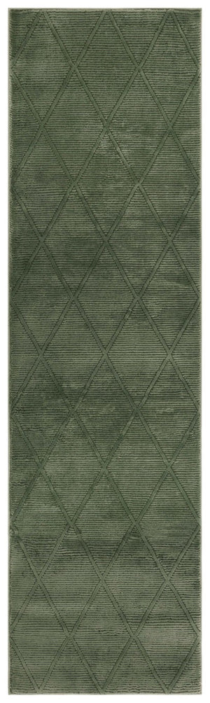 Safavieh Revive Geometric Turkish Runner Rug in Ivory Recycled Polyester for Hallways Green 2'-3" x 8'-0" REV104Y-28