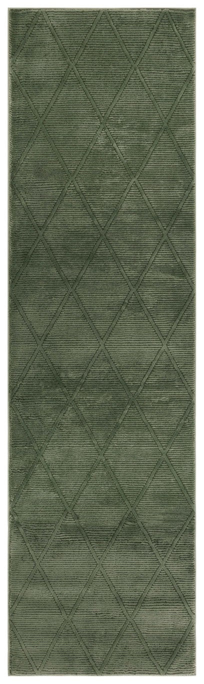Safavieh Revive Geometric Turkish Runner Rug in Ivory Recycled Polyester for Hallways Green 2'-3" x 8'-0" REV104Y-28