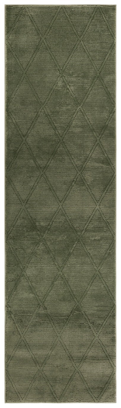 Safavieh Revive Geometric Turkish Runner Rug in Ivory Recycled Polyester for Hallways Green 2'-3" x 8'-0" REV104Y-28