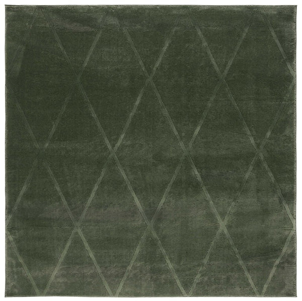 Safavieh Revive Geometric Turkish Runner Rug in Ivory Recycled Polyester for Hallways Green 5'-3" x 5'-3" Square REV104Y-5SQ
