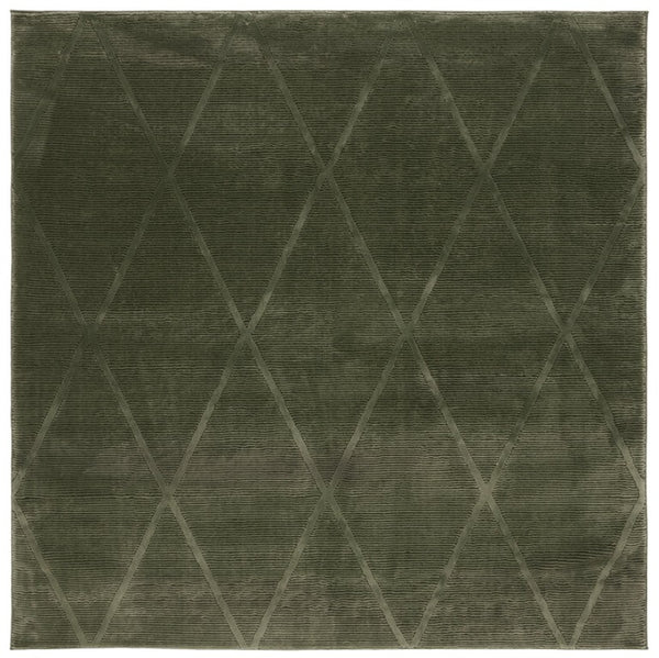 Safavieh Revive Geometric Turkish Runner Rug in Ivory Recycled Polyester for Hallways Green 5'-3" x 5'-3" Square REV104Y-5SQ